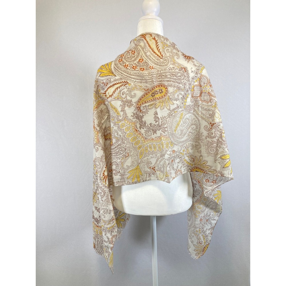 Bohemian Basile Women OS Cream Yellow Paisley Cotton Frayed Lightweight Scarf